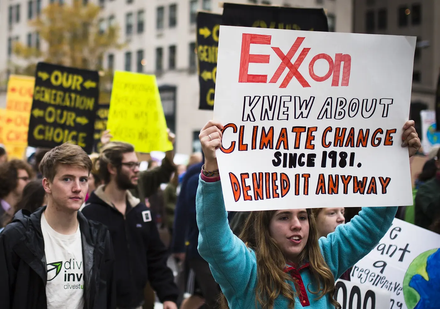 A climate protest in Washington DC, 2015. Re-fetched: the previous one was a pilgrimage site in the Philippines captioned as a public argument, which is the same class of error in the other direction.